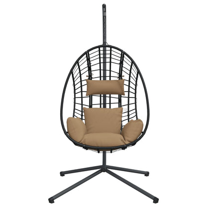 Hængende stol ægdesign med stativ Taupe rattan og stål