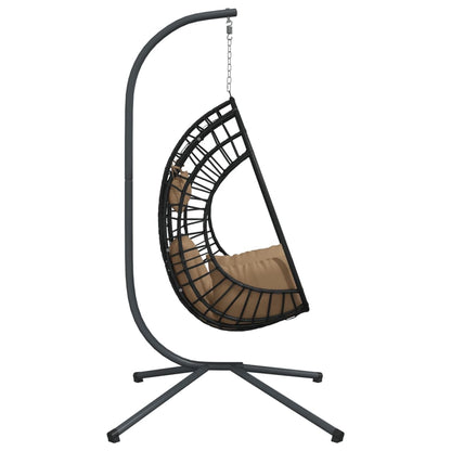 Hængende stol ægdesign med stativ Taupe rattan og stål