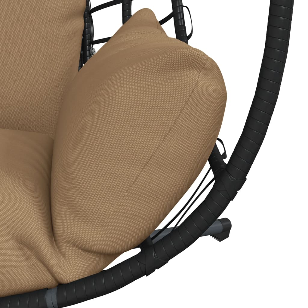 Hængende stol ægdesign med stativ Taupe rattan og stål