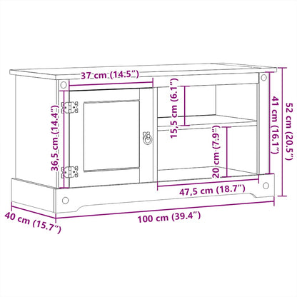 TV-Schrank Corona 100x40x52 cm Massivholz Kiefer
