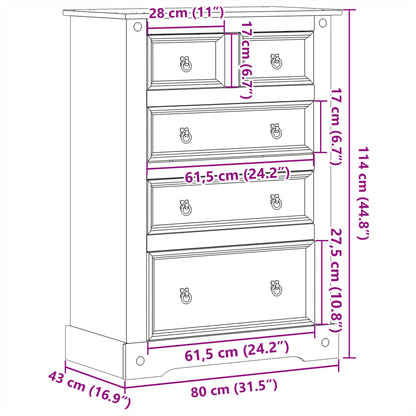 Kommode Corona 80x43x114 cm Massivholz Kiefer