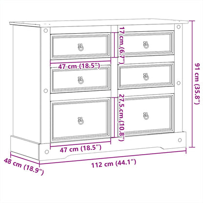 Kommode Corona 112x48x91 cm Massivholz Kiefer