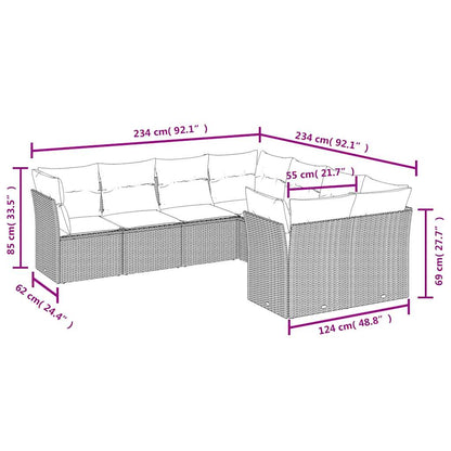 8-tlg. Garten-Sofagarnitur mit Kissen Beige Poly Rattan