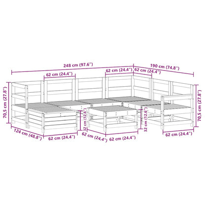 8-tlg. Garten-Sofagarnitur Weiß Massivholz Kiefer