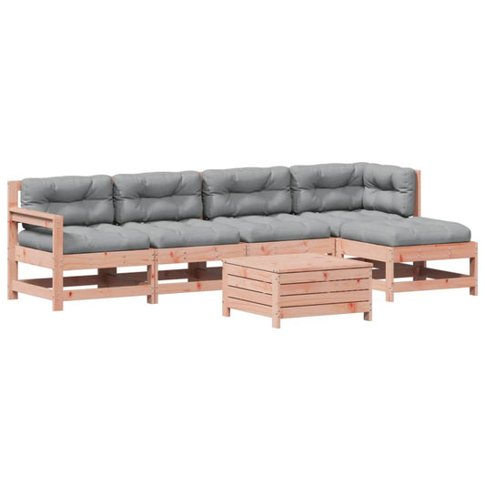 6-tlg. Garten-Lounge-Set mit Kissen Massivholz Douglasie