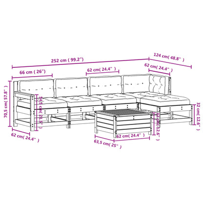 6-tlg. Garten-Lounge-Set mit Kissen Massivholz Douglasie