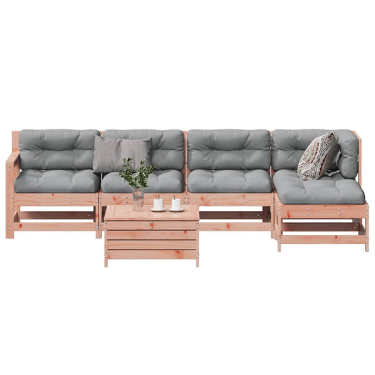 6-tlg. Garten-Lounge-Set mit Kissen Massivholz Douglasie