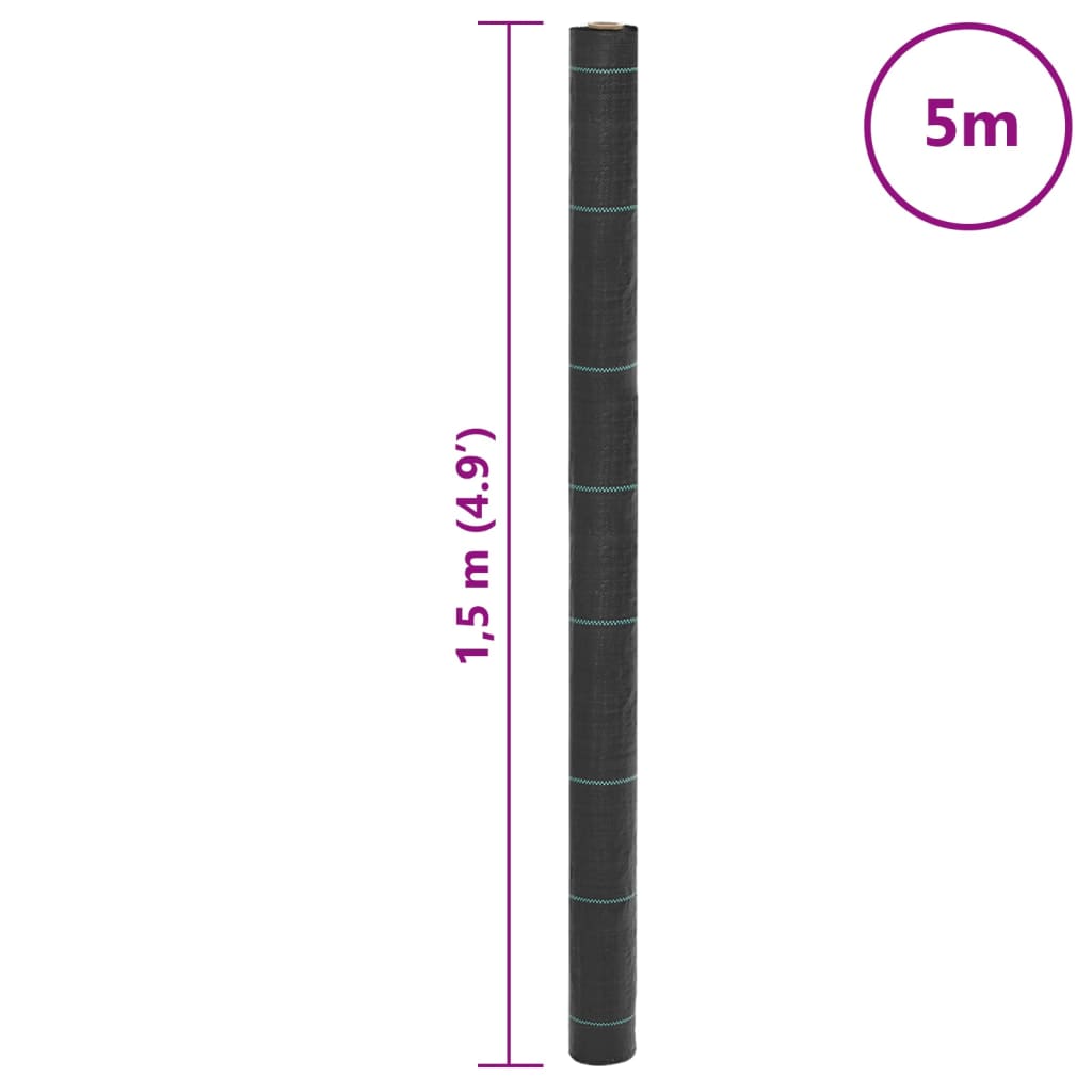Unkrautvlies Schwarz 1,5x5 m PP
