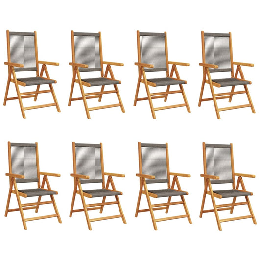Gartenstuhl Verstellbar 8 Stk. Grau Massivholz Akazie
