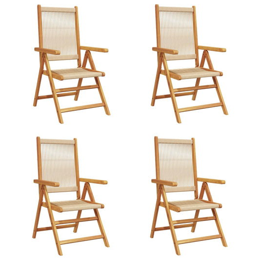 Gartenstuhl Verstellbar 4 Stk. Beige Massivholz Akazie