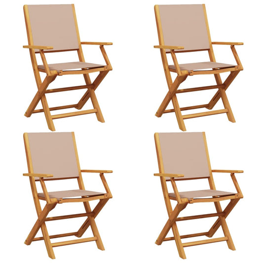 Gartenstühle 4 Stk. Klappbar Taupe Stoff und Massivholz