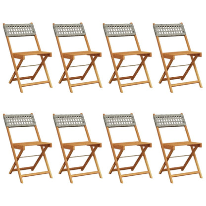 Gartenstühle 8 Stk. Klappbar Grau Poly Rattan & Massivholz