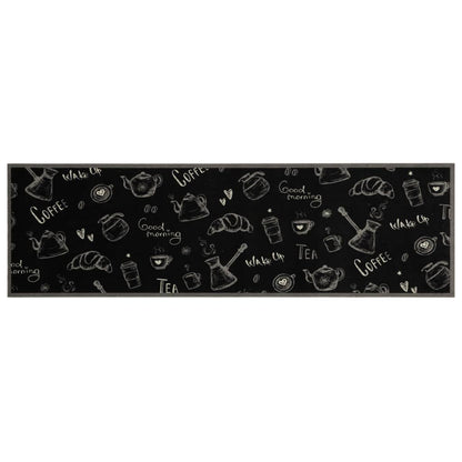 Küchenteppich Waschbar Morning Schwarz 45x150 cm Samt