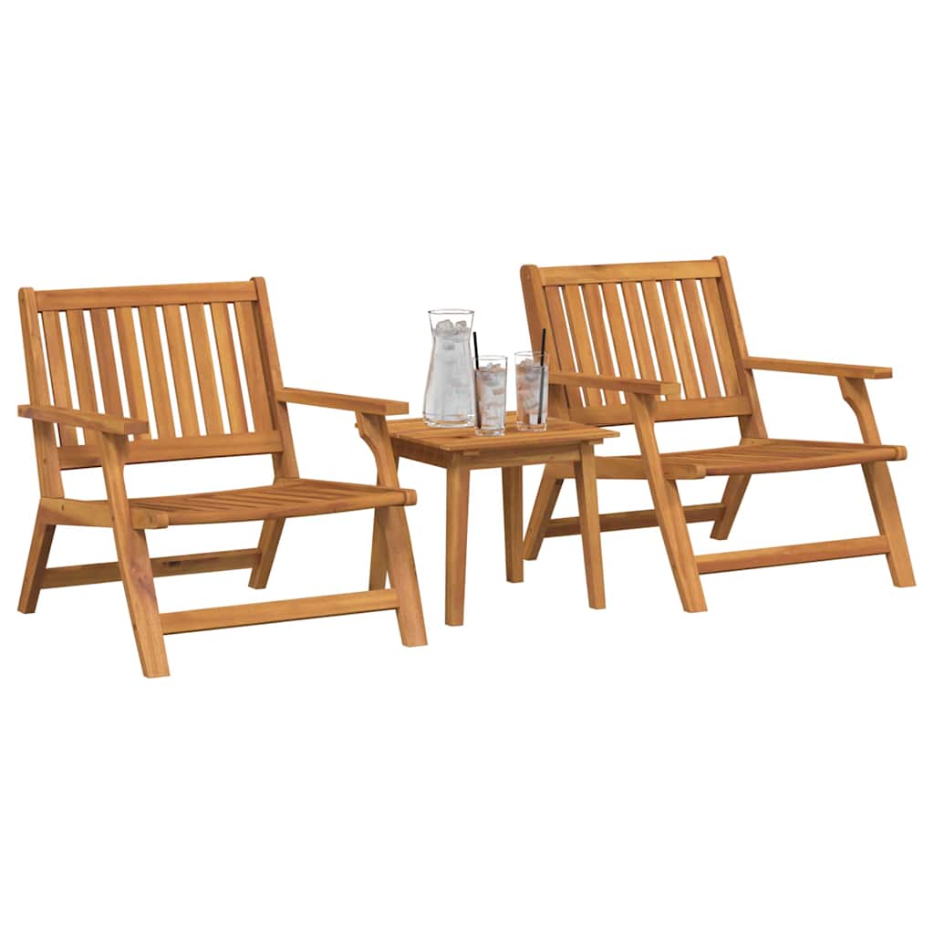 Outdoortisch-Set 3 pcs Braun Massivholz Akazie