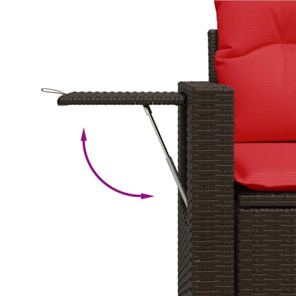 3-teiliges Gartensofa-Set mit Kissen, braun, Polyrattan