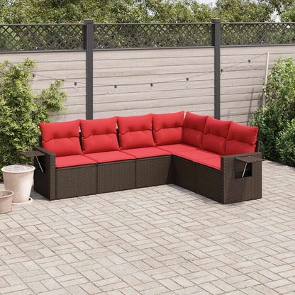 6-teiliges Gartensofa-Set mit Kissen, braun, Polyrattan