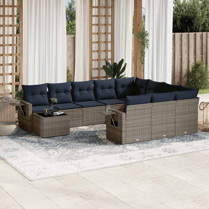11-teiliges Gartensofa-Set mit Kissen, grau, Polyrattan