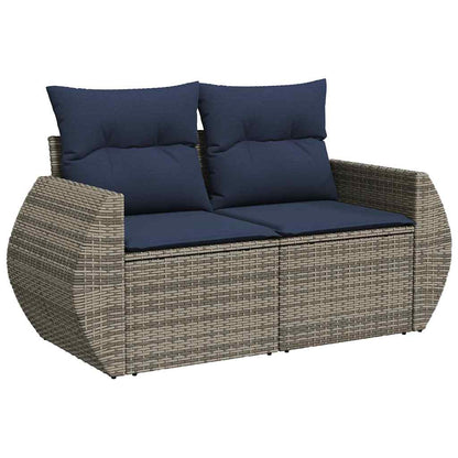 4-teiliges Gartensofa-Set mit Kissen, grau, Polyrattan