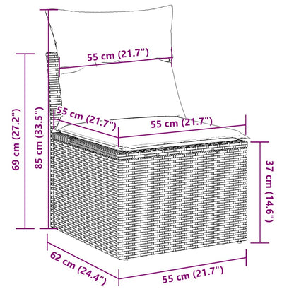 7-tlg. Garten-Sofagarnitur mit Kissen Hellgrau Poly Rattan