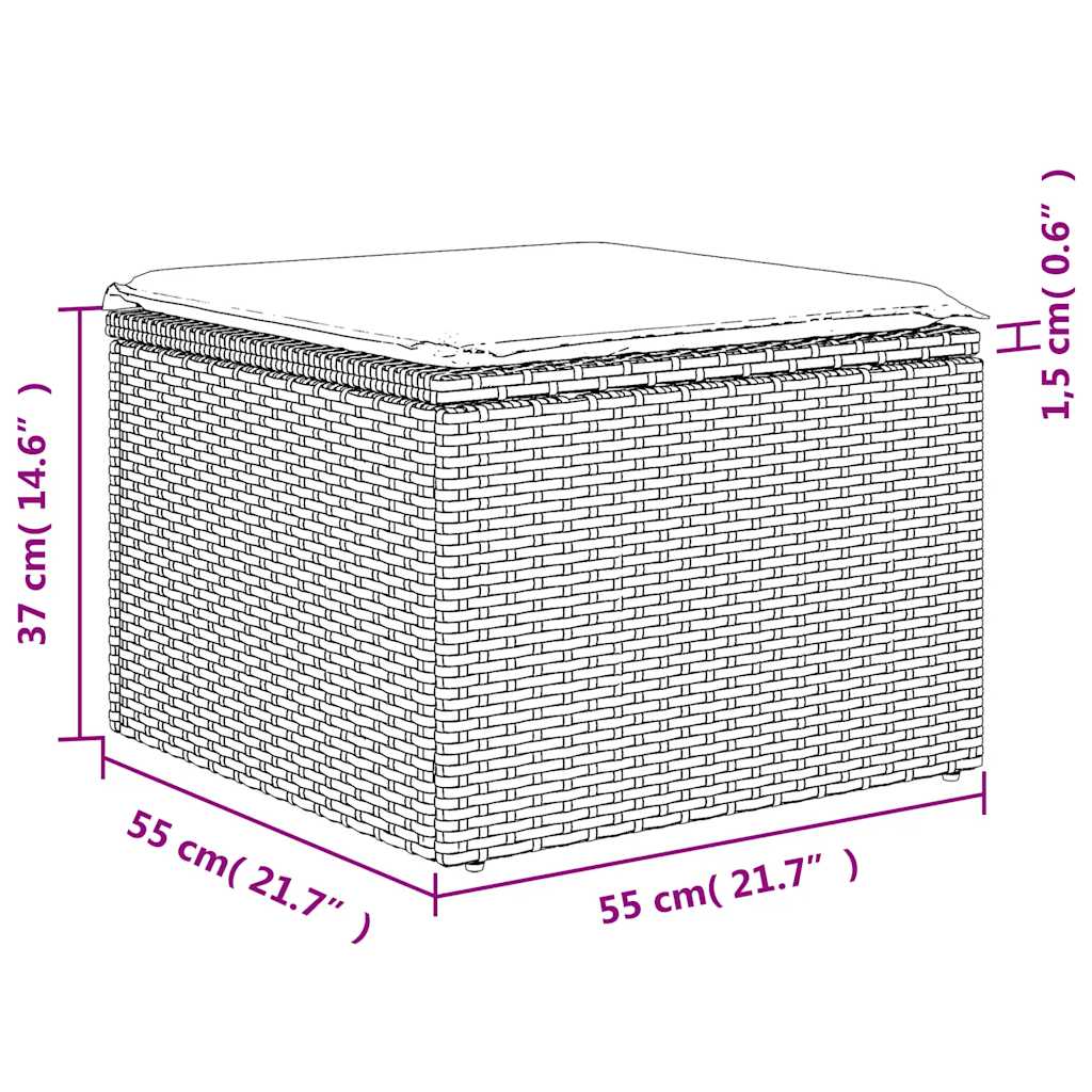 7-tlg. Garten-Sofagarnitur mit Kissen Hellgrau Poly Rattan