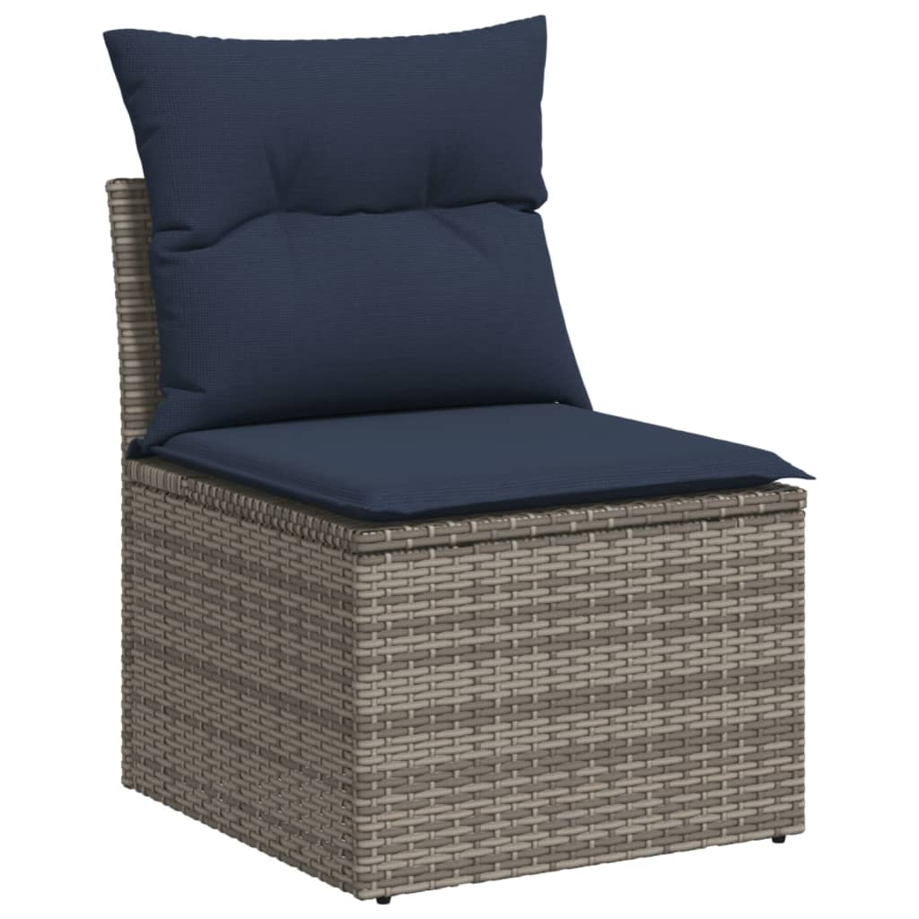 4-teiliges Gartensofa-Set mit Kissen, grau, Polyrattan