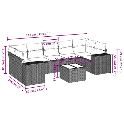 8-teiliges Gartensofa-Set mit Kissen, braun, Polyrattan