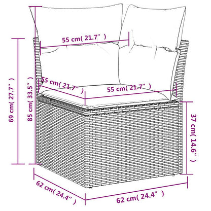 6-tlg. Garten-Sofagarnitur mit Kissen Braun Poly Rattan