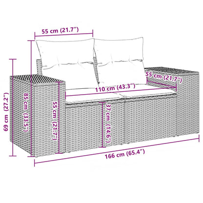 10-teiliges Gartensofa-Set mit Kissen, braun, Polyrattan