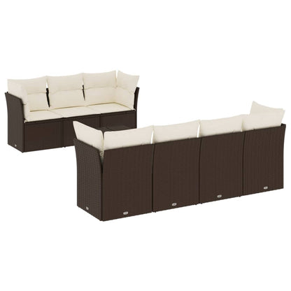 8-tlg. Garten-Sofagarnitur mit Kissen Braun Poly Rattan