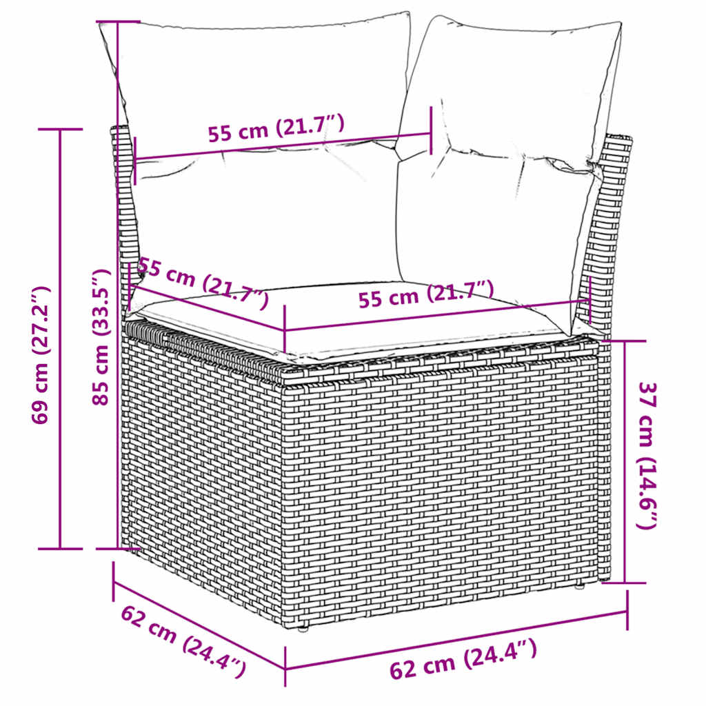 8-tlg. Garten-Sofagarnitur mit Kissen Beige Poly Rattan