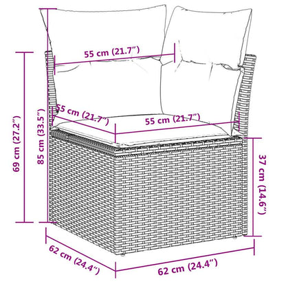 9-tlg. Garten-Sofagarnitur mit Kissen Beige Poly Rattan
