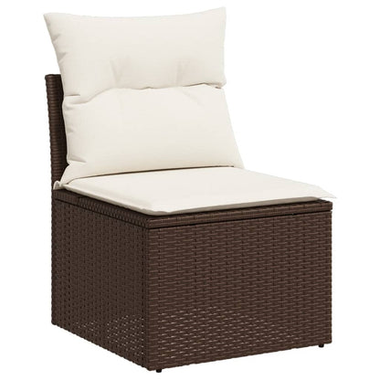 14-tlg. Garten-Sofagarnitur mit Kissen Braun Poly Rattan