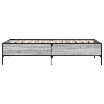 Bettgestell Grau Sonoma 90x200 cm Holzwerkstoff und Metall