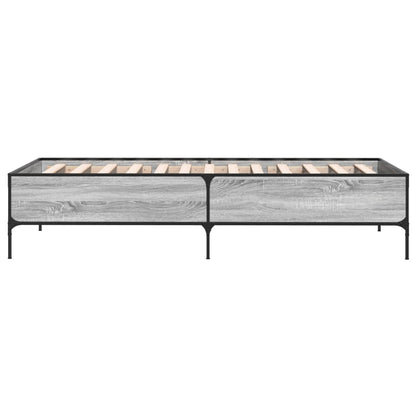 Bettgestell Grau Sonoma 90x190 cm Holzwerkstoff und Metall