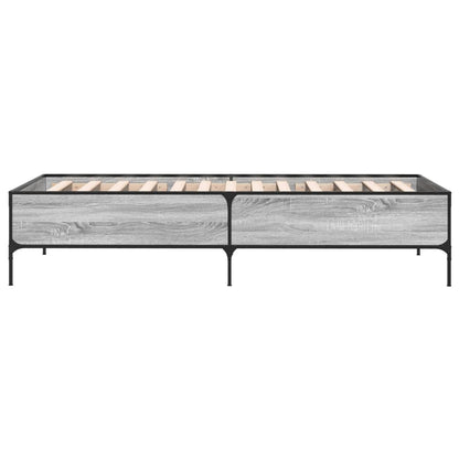 Bettgestell Grau Sonoma 75x190 cm Holzwerkstoff und Metall
