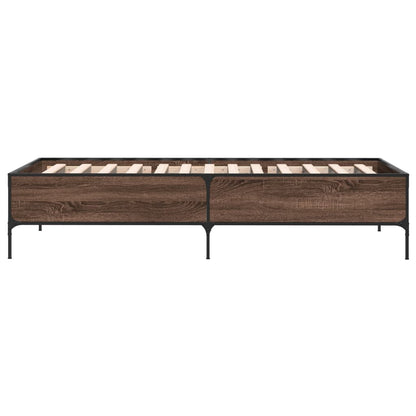 Bettgestell Braun Eichen-Optik 75x190 cm Holzwerkstoff Metall