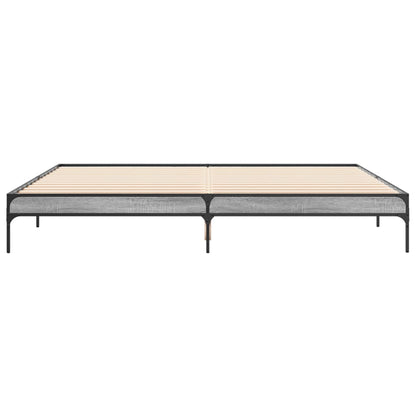 Bettgestell Grau Sonoma 200x200 cm Holzwerkstoff und Metall