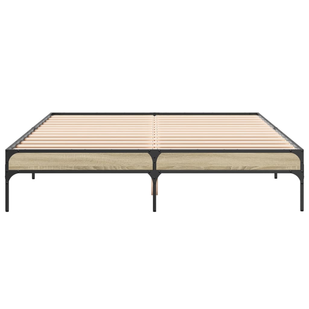 Bettgestell Sonoma-Eiche 150x200 cm Holzwerkstoff und Metall