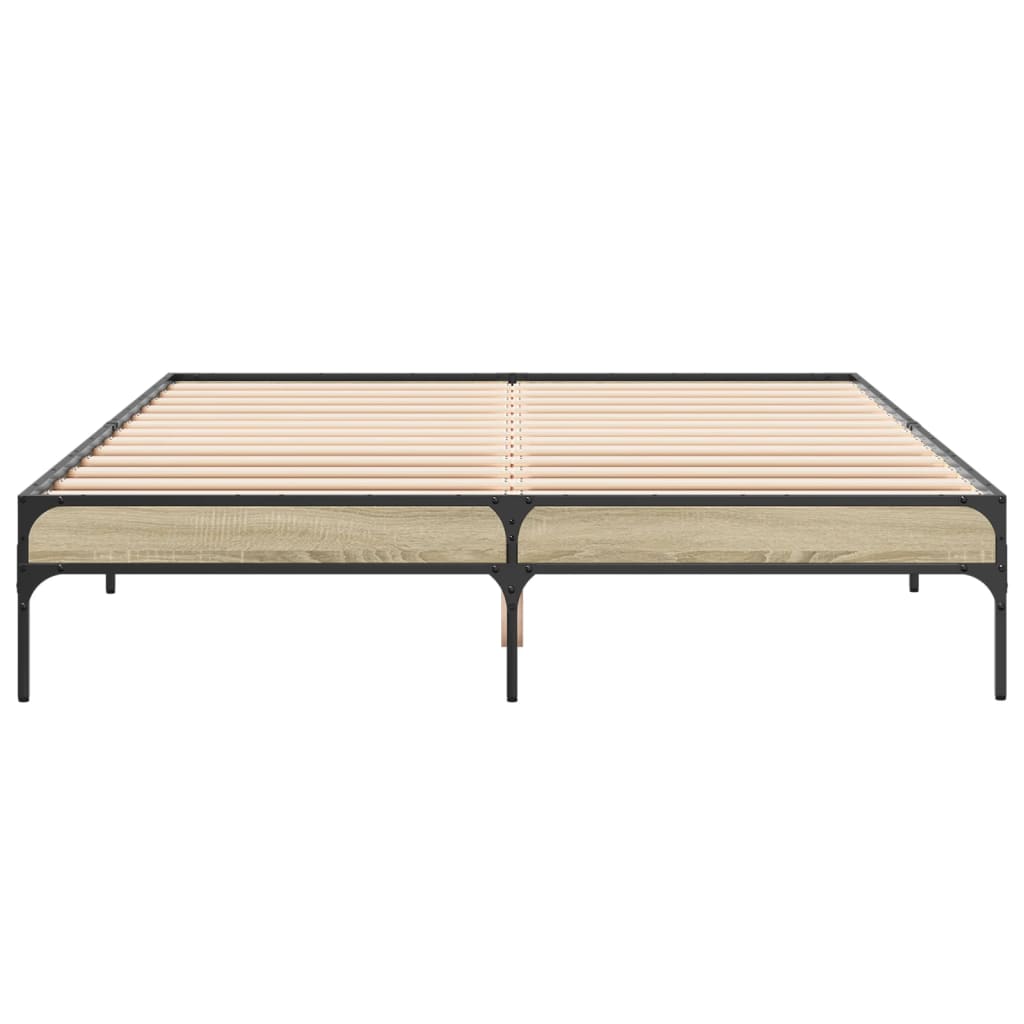 Bettgestell Sonoma-Eiche 140x200 cm Holzwerkstoff und Metall