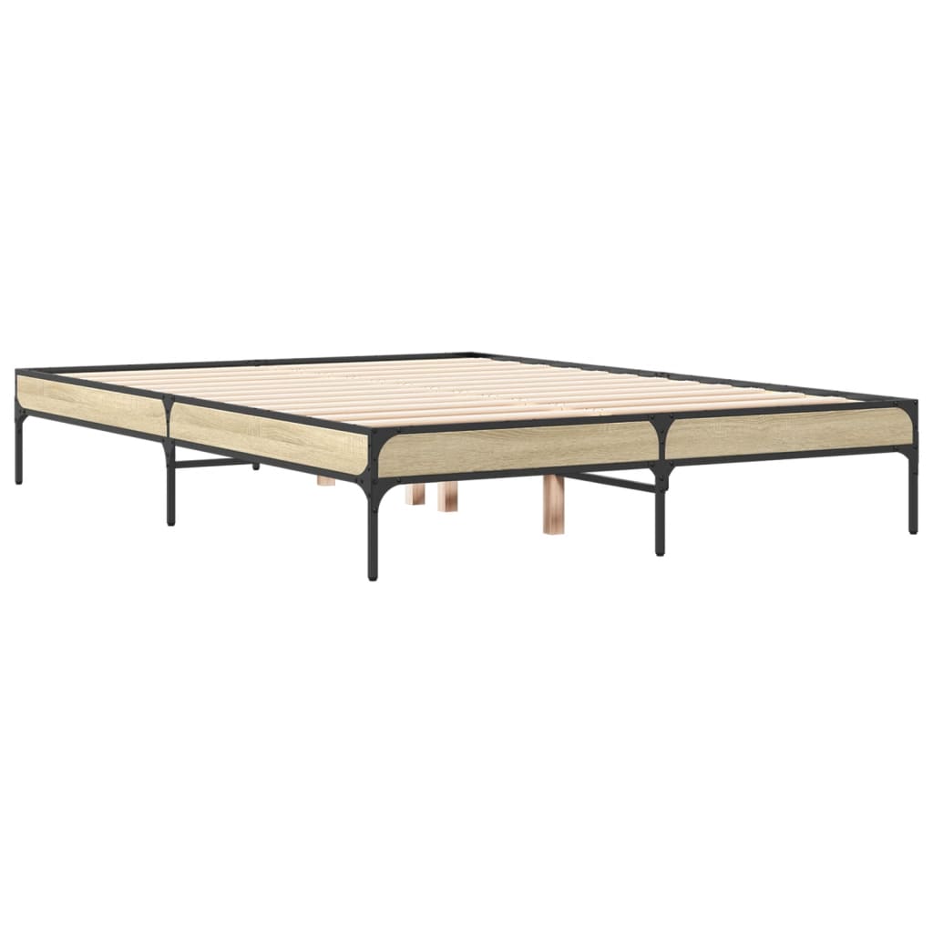 Bettgestell Sonoma-Eiche 120x190 cm Holzwerkstoff und Metall