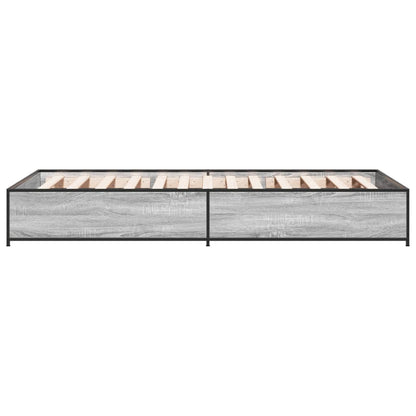 Bettgestell Grau Sonoma 90x200 cm Holzwerkstoff und Metall