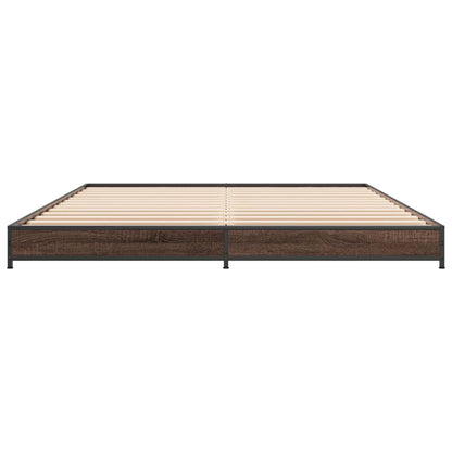 Bettgestell Braun Eichen-Optik 135x190 cm Holzwerkstoff Metall