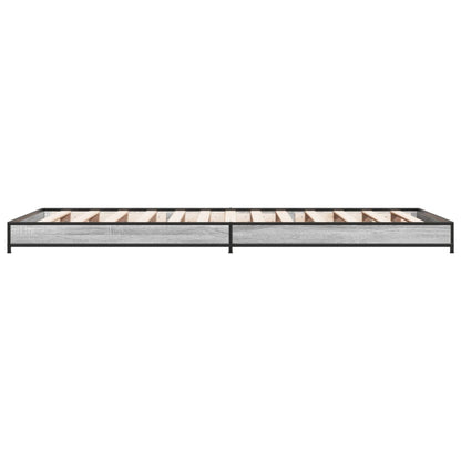 Bettgestell Grau Sonoma 90x200 cm Holzwerkstoff und Metall