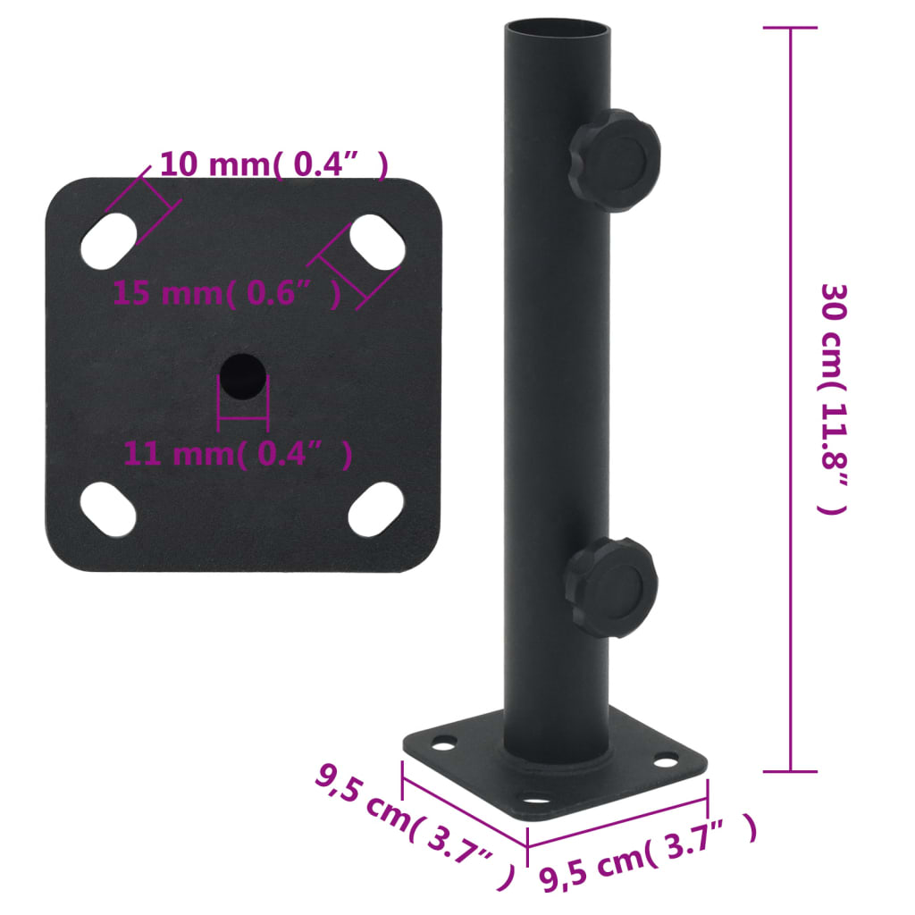 Sonnenschirmständer für Ø32/34/38 mm Mast Mattschwarz Stahl