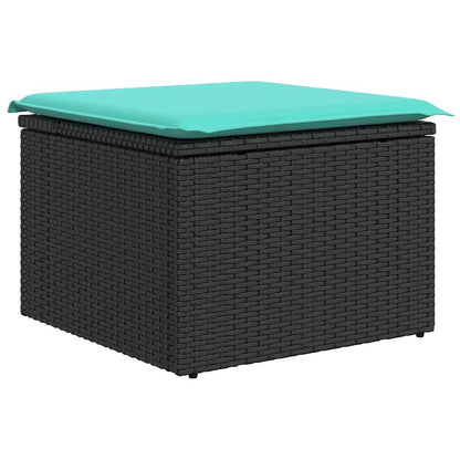 11-teiliges Gartensofa-Set mit Kissen, schwarzes Polyrattan