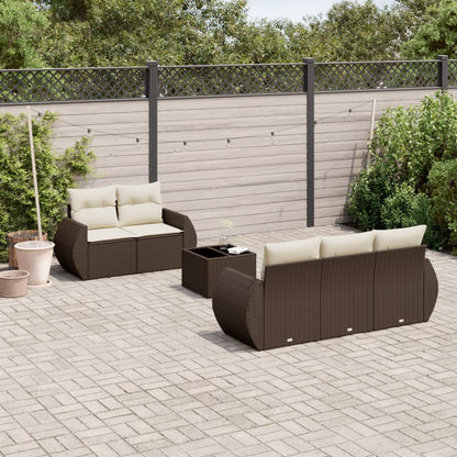 6-tlg. Garten-Sofagarnitur mit Kissen Braun Poly Rattan