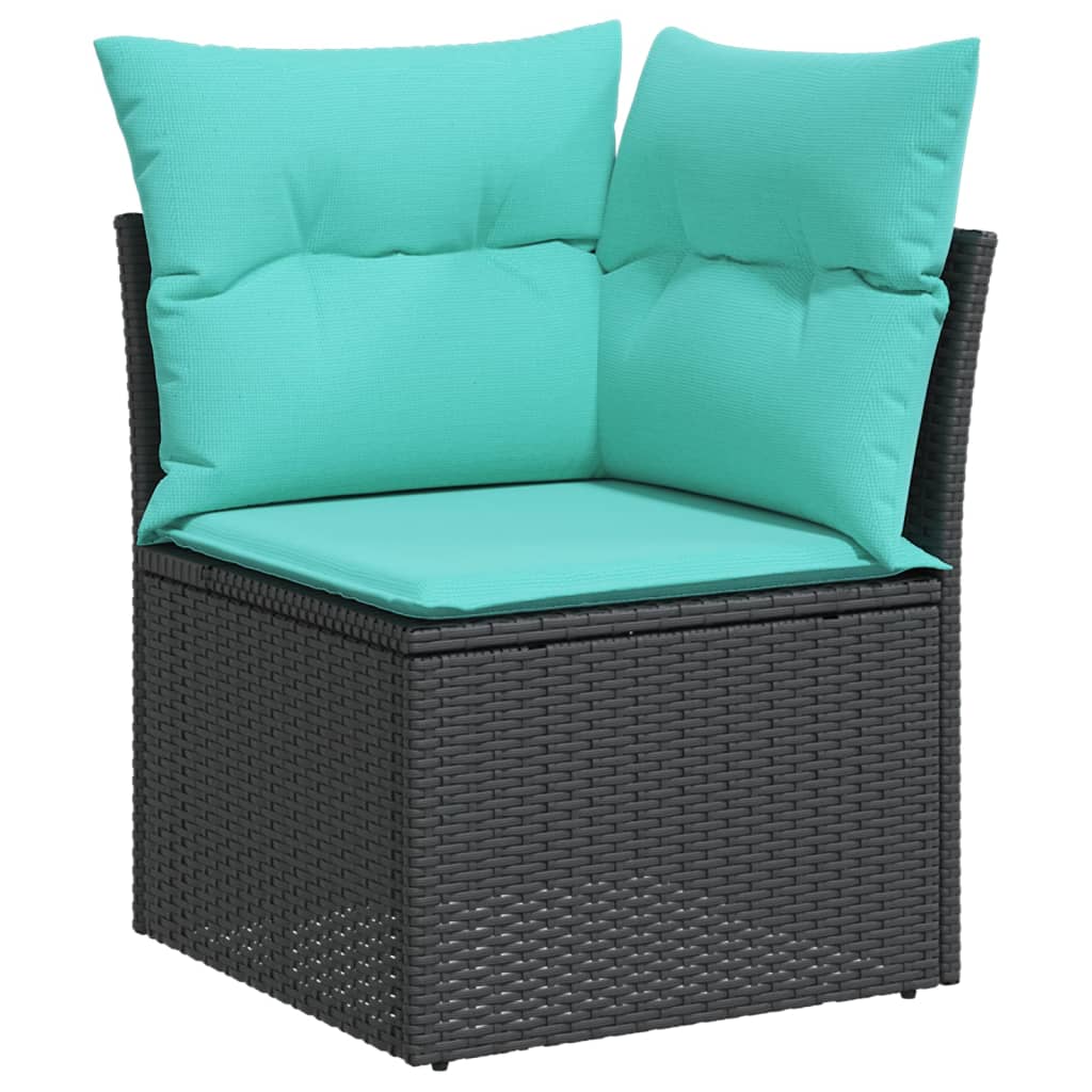 5-tlg. Garten-Sofagarnitur mit Kissen Schwarz Poly Rattan