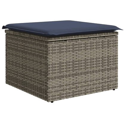 8-teiliges Gartensofa-Set mit Kissen, grau, Polyrattan