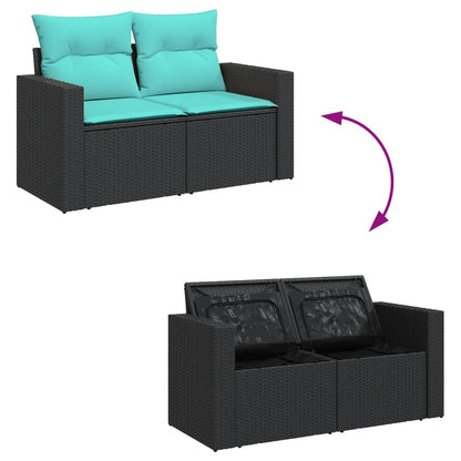 4-tlg. Garten-Sofagarnitur mit Kissen Schwarz Poly Rattan