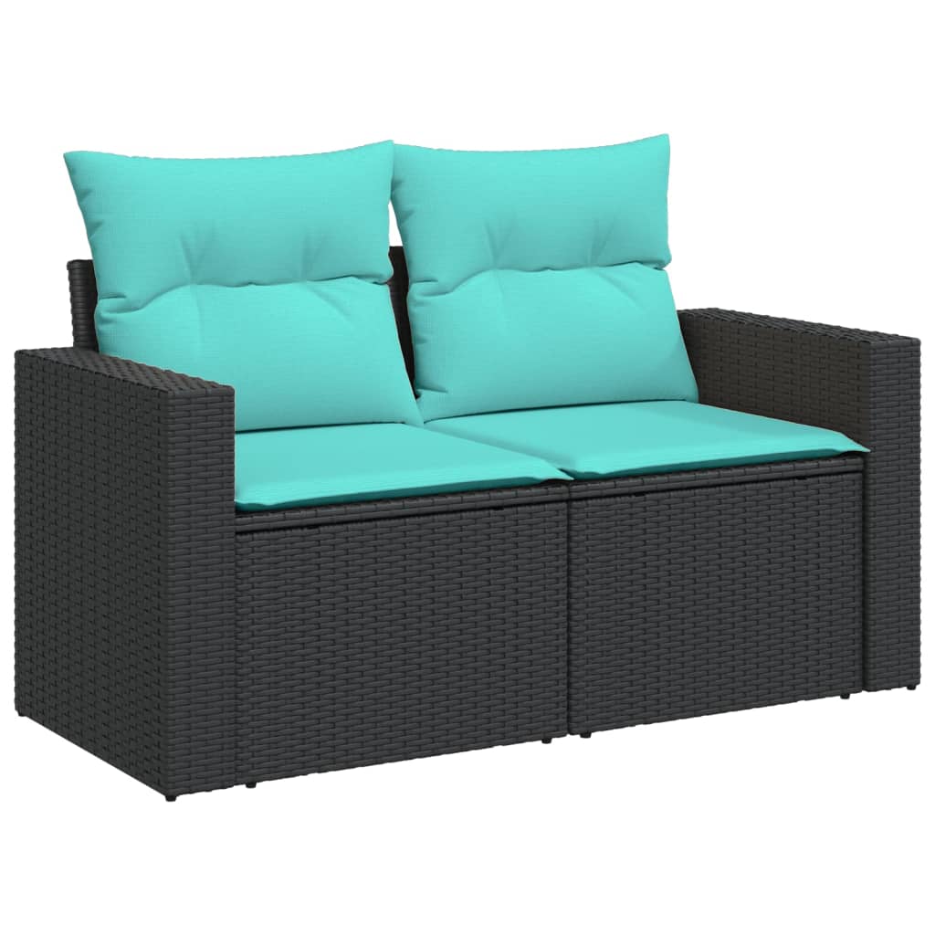 5-tlg. Garten-Sofagarnitur mit Kissen Schwarz Poly Rattan